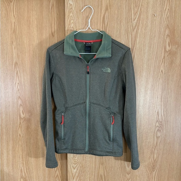 The North Face Agave Softshell Olive and Charcoal Fleece Jacket - Picture 2 of 6